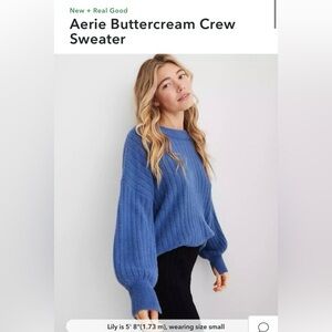 AERIE Buttercream Crew Sweater. Oversized Small 💙
